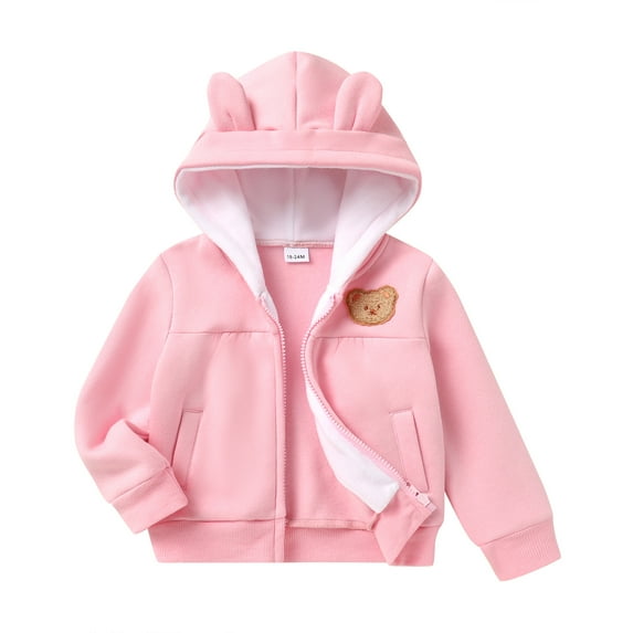 Younger Tree Baby Girl Hoodie Clothes Fall Winter Long Sleeve Zip Fleece Jacket Coat with Pocket for 4-5T