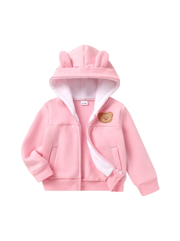 Baby Girl Hoodie Clothes Fall Winter Long Sleeve Zip Fleece Jacket Coat with Pocket for 4-5T