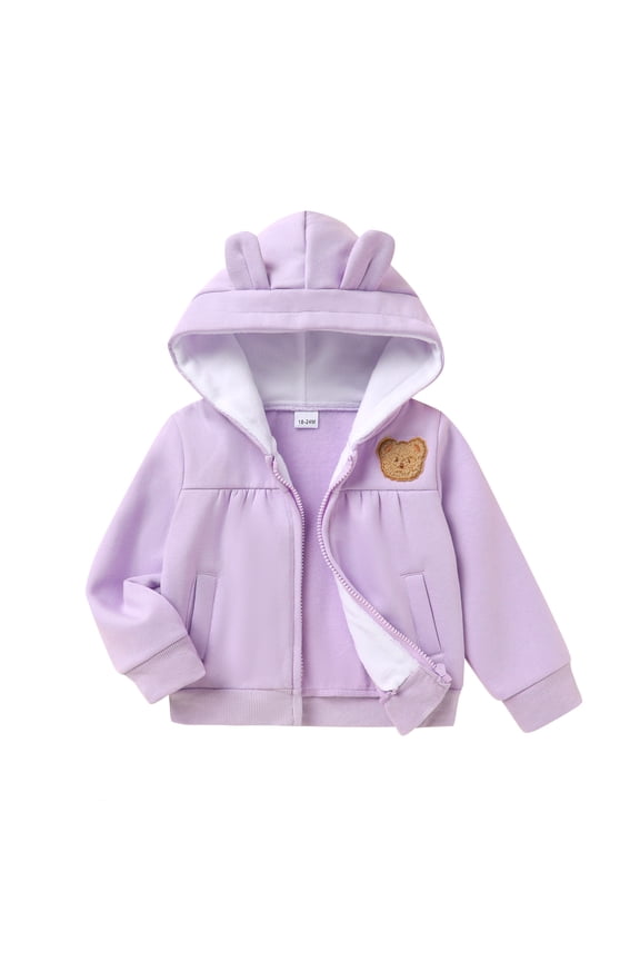 Baby Girl Hoodie Clothes Fall Winter Long Sleeve Zip Fleece Jacket Coat with Pocket for 4-5T