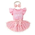 thumbnail image 1 of Younger Tree Baby Girl My First Birthday Dress Outfit Cute Short Sleeve Top Pink Princess Tutu Skirt Set for 12-18 Months, 1 of 8