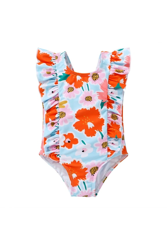 Baby Girl One Piece Swimsuit Toddler Sleeveless Beach Bikini Bathing Suit Swimwear for 4-5T