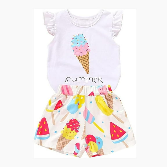 Younger Tree Baby Girl Summer Clothes Set Short Sleeve T-Shirt Shorts 2pcs Outfits for 12-18 Months