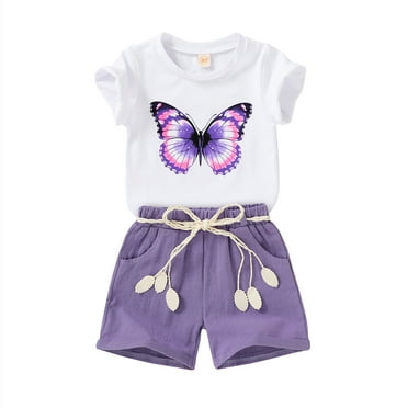 Younger Tree Baby Girl Summer Clothes Set Short Sleeve T-Shirt Shorts 2pcs Outfits for 12-18 Months