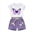 thumbnail image 1 of Younger Tree Baby Girl Summer Clothes Set Short Sleeve T-Shirt Shorts 2pcs Outfits for 3-4T, 1 of 7