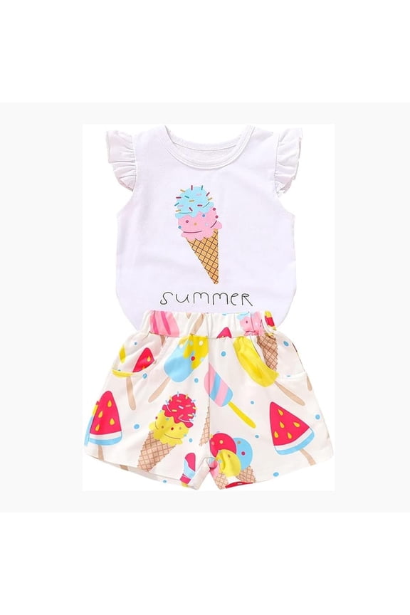 Baby Girl Summer Clothes Set Short Sleeve T-Shirt Shorts 2pcs Outfits for 3 Years