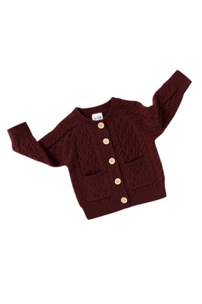 Baby Girl Sweater Fall Winter Solid Long Sleeve Button Knit Cardigan Clothes for 18-24 Months
