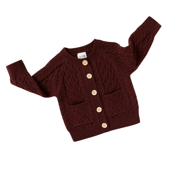 Younger Tree Baby Girl Sweater Fall Winter Solid Long Sleeve Button Knit Cardigan Clothes for 18-24 Months