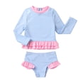 thumbnail image 1 of Younger Tree Baby Girl Swimsuit Long Sleeve Rash Guard Top Bikini Swimwear 2 Piece Set for 12-18 Months, 1 of 8