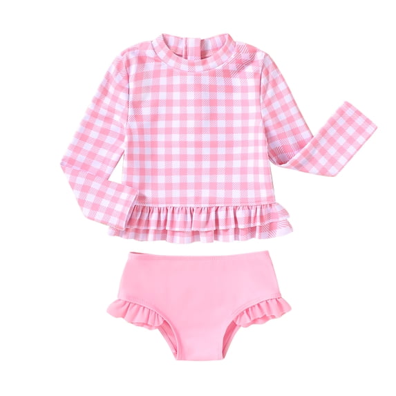 Younger Tree Baby Girl Swimsuit Long Sleeve Rash Guard Top Bikini Swimwear 2 Piece Set for 18-24 Months