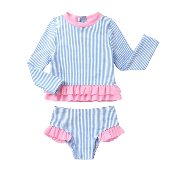 Younger Tree Baby Girl Swimsuit Long Sleeve Rash Guard Top Bikini Swimwear 2 Piece Set for 3-4T
