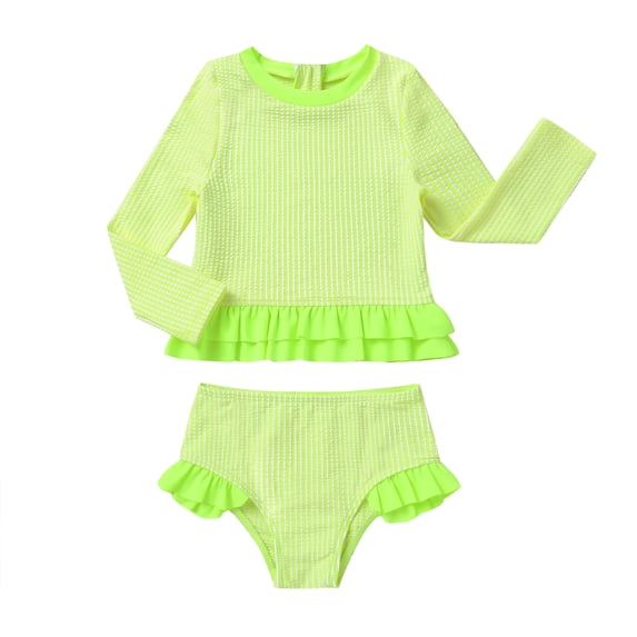 Younger Tree Baby Girl Swimsuit Long Sleeve Rash Guard Top Bikini Swimwear 2 Piece Set for 3-4T