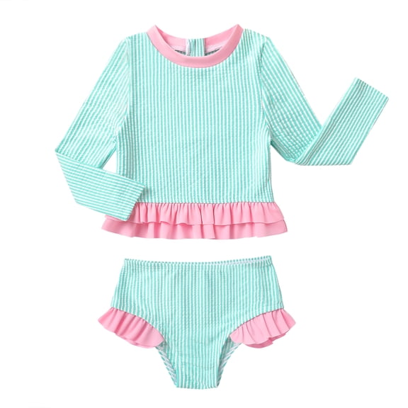 Younger Tree Baby Girl Swimsuit Long Sleeve Rash Guard Top Bikini Swimwear 2 Piece Set for 4-5T