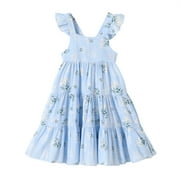 Younger Tree Baby Girls Summer Sleeveless Dress Kid Princess Flower Beach Butterfly Sundress for 18-24 Months