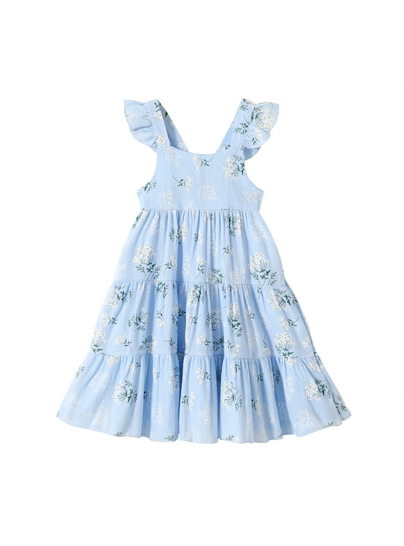 Baby Girls Summer Sleeveless Dress Kid Princess Flower Beach Butterfly Sundress for 18-24 Months