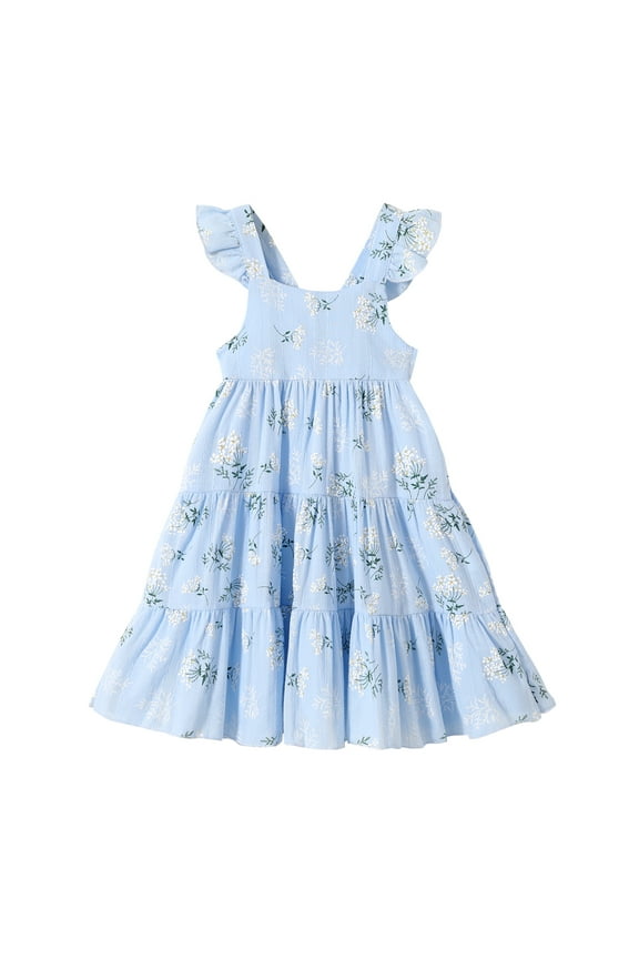 Baby Girls Summer Sleeveless Dress Kid Princess Flower Beach Butterfly Sundress for 5-6T