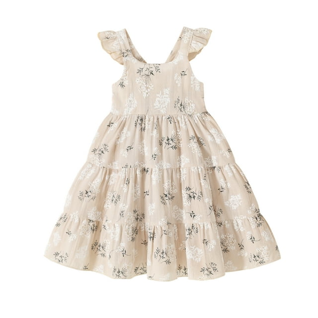 Younger Tree Baby Toddler Girls Dress Kid Summer Sleeveless Princess Flower Beach Butterfly Sundress for 7-8T