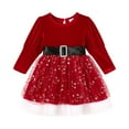 thumbnail image 1 of Younger Tree Christmas Dresses for Toddler Baby Girls Fall Winter Long Sleeve Velvet Dresses Princess Party Outfits Clothes for 18-24 Months, 1 of 7