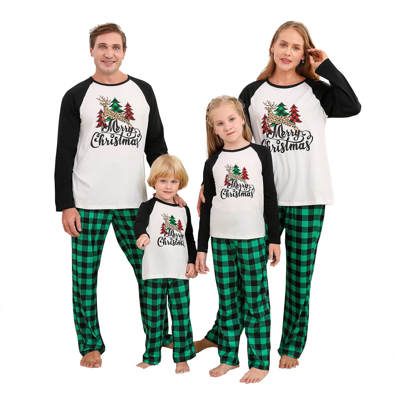 Younger Tree Family Matching Christmas Pajamas Set Letter Print Top