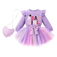 thumbnail image 1 of Younger Tree Girl Birthday Outfit Baby Fall Winter Long Sleeve Sweatshirt Bowknot Tutu Princess Party Dress Set with Bag for 18-24 Months, 1 of 9