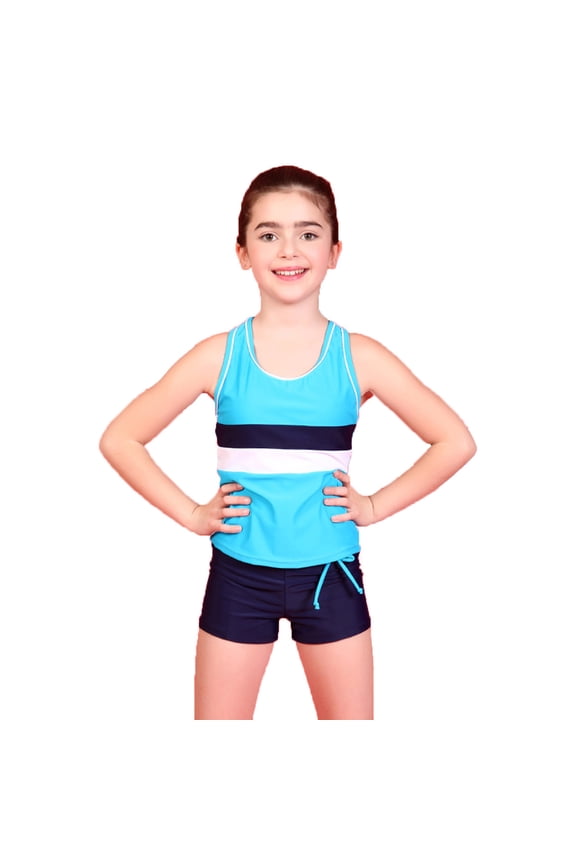 Girl Tankini Bathing Suits Kid Summer Sleeveless Vest Top Shorts Two-Piece Swimsuit Beach Swimwear for 12-14T