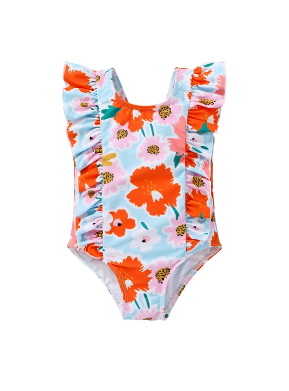 Infant Baby Girl One Piece Swimsuit Toddler Sleeveless Beach Bikini Bathing Swimwear,Size 0 Months-4T