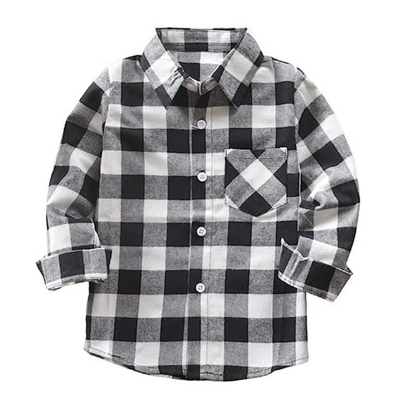 Younger Tree Kids Little Boys Girls Baby Long Sleeve Button Down Plaid Flannel Shirt Top Clothes for 12-18 Months