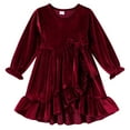thumbnail image 1 of Younger Tree Kids Toddler Christmas Dress Baby Girls Fall Dresses Ruffle Long Sleeve Bowknot Casual Winter Dress for 5-6T, 1 of 5