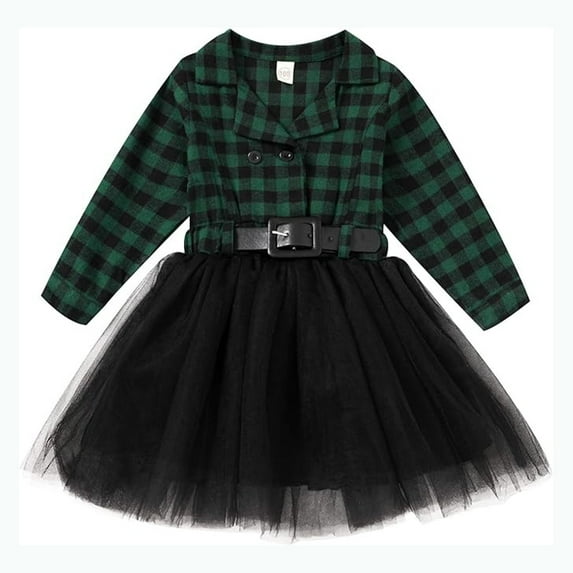 Younger Tree Little Girl Buffalo Plaid Tutu Skirt Party Princess Dress Christmas Clothes Outfits for 3-4T
