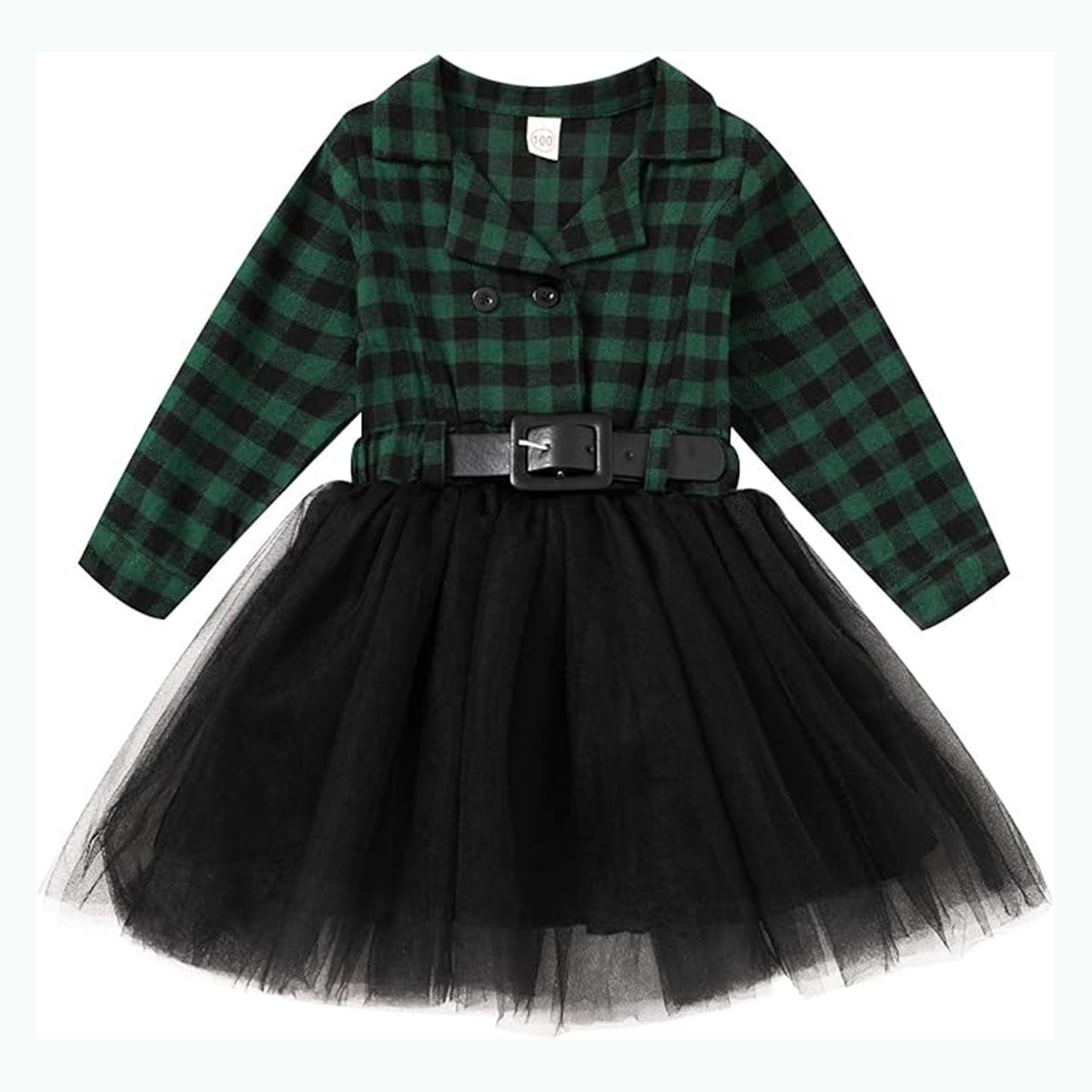 Younger Tree Little Girl Buffalo Plaid Tutu Skirt Party Princess Dress