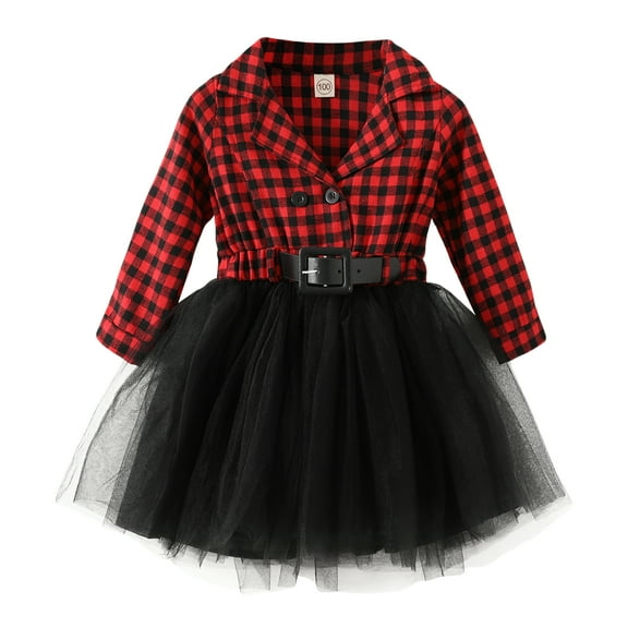 Younger Tree Little Girl Buffalo Plaid Tutu Skirt Party Princess Dress Christmas Clothes Outfits