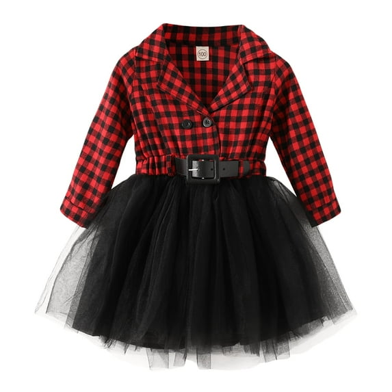 Younger Tree Little Girl Christmas Clothes Outfits Buffalo Plaid Tutu Skirt Party Princess Dress for 7-8 Years