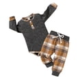 thumbnail image 1 of Younger Tree Newborn Baby Boy Fall Winter Long Sleeve Button Plaid Romper Pants Clothes Outfits,6-12M, 1 of 7