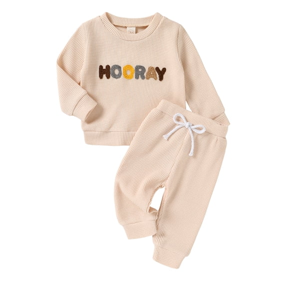 Younger Tree Newborn Baby Boy Girl Fall Winter Clothes Outfits Toddler Long Sleeve Sweatshirt Set,18-24M