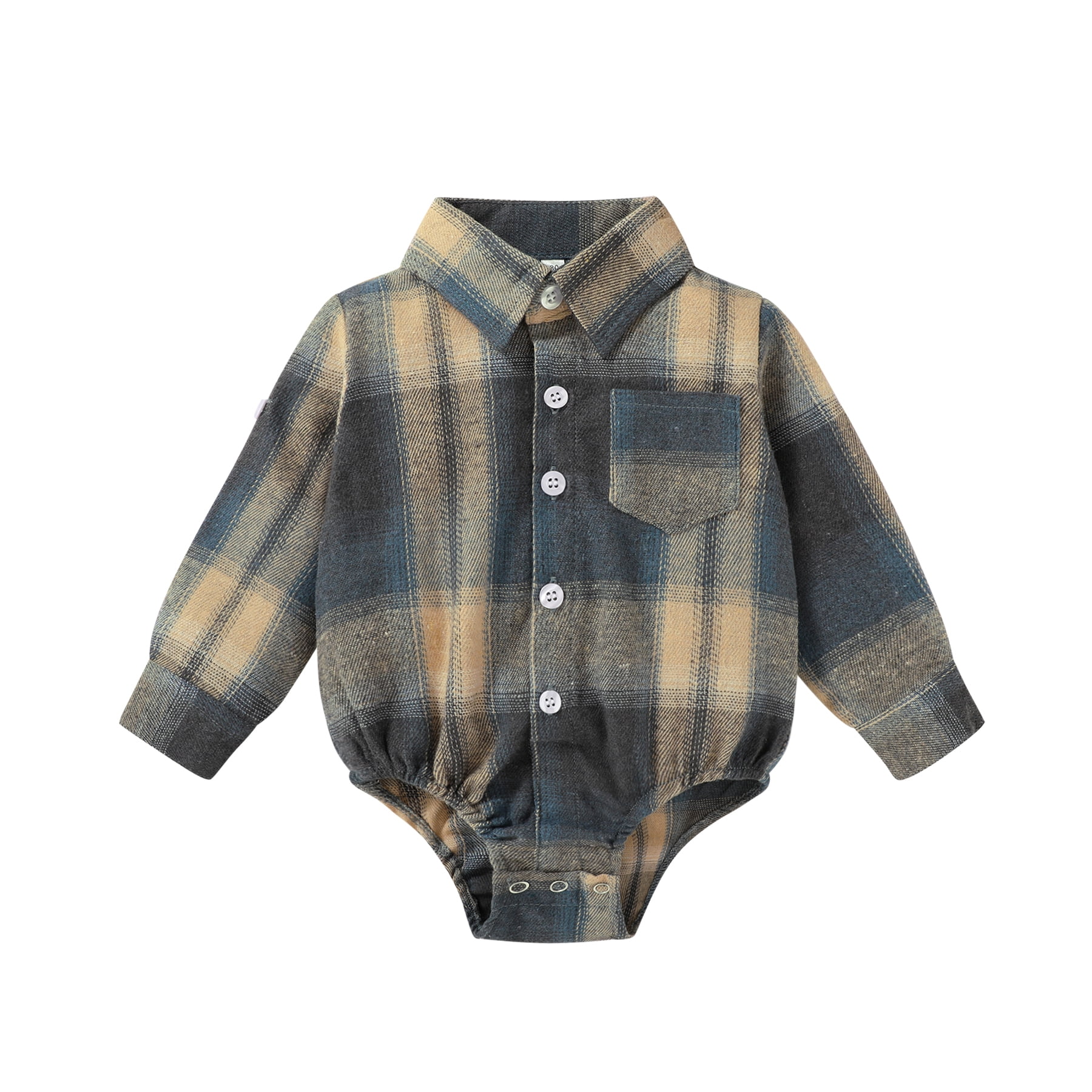Plaid Shirt Newborn Flannel Onesie Romper Button Down Baby Dress