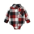 thumbnail image 1 of Younger Tree Newborn Baby Boy Girls Plaid Outfit Flannel Romper Tops Infant Long Sleeve Button Down Plaid Casual Bodysuit Clothes for 6-12 Months, 1 of 8
