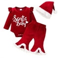 thumbnail image 1 of Younger Tree Newborn Baby Girl Christmas Outfits Toddler Red Santa Long Sleeve Romper Pants Hat Clothes Set for 3-6 Months, 1 of 7