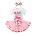 thumbnail image 1 of Younger Tree Newborn Baby Girls My 1st Birthday Dress Infant Pink Shiny Printed Sequin Bowknot Tutu Princess Dress for 6-12 Months, 1 of 8