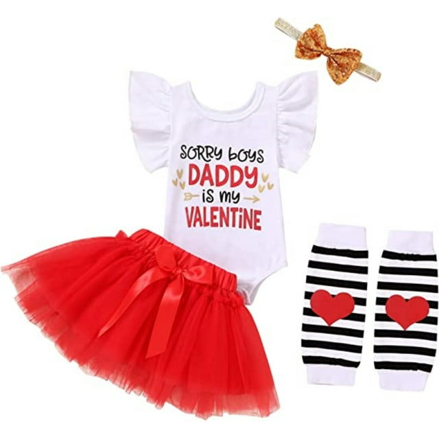 Younger Tree Newborn Baby Girls My First Valentine's Day Skirt Outfits