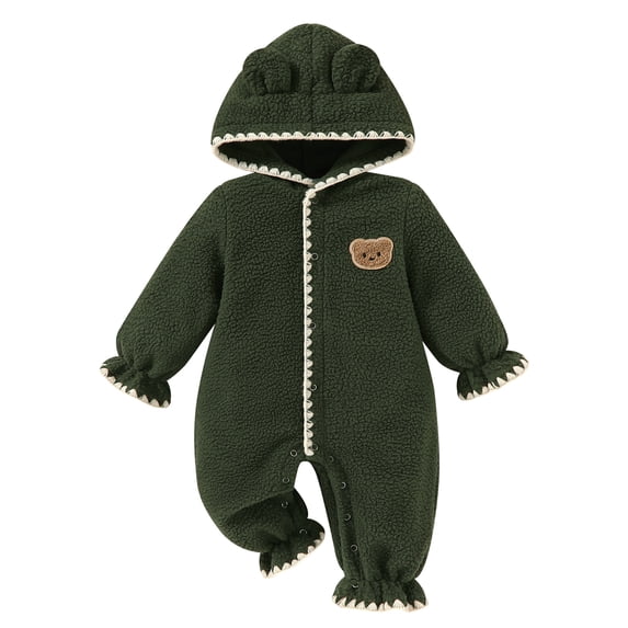 Younger Tree Baby Onesies Outfits Newborn Girl Boy Winter Hooded Fleece Jumpsuit Romper for 3-6 Months