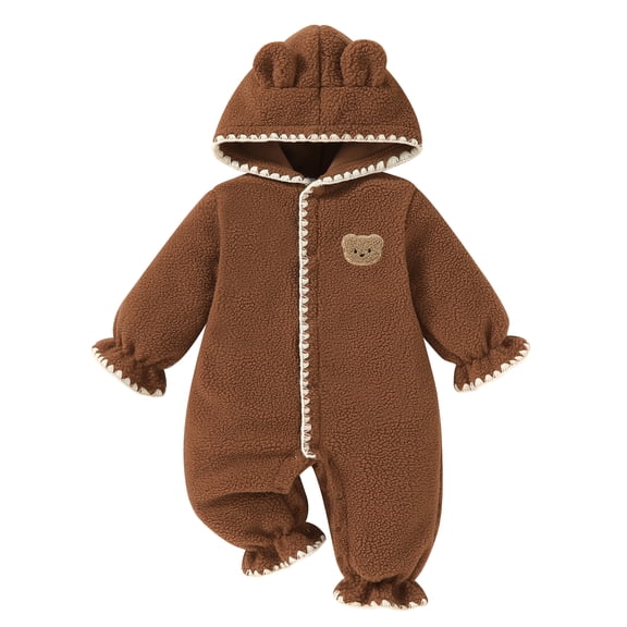 Younger Tree Baby Onesies Outfits Newborn Girl Boy Winter Hooded Fleece Jumpsuit Romper for 6-9 Months