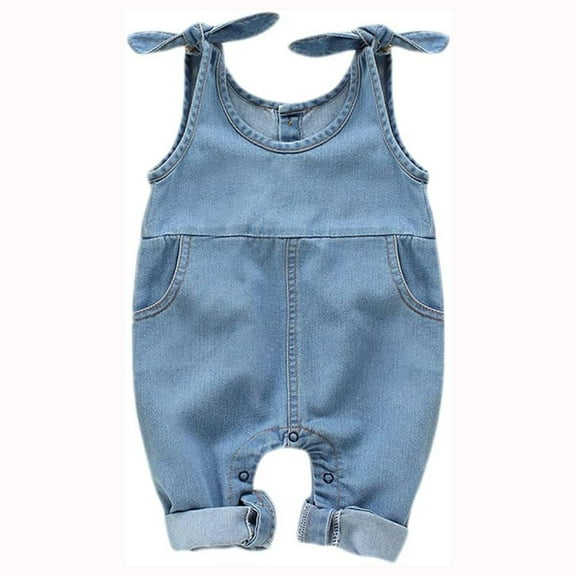 Younger Tree Newborn Infant Baby Girl Jeans Overalls Denim Workwear Clothes for 0-18 Months
