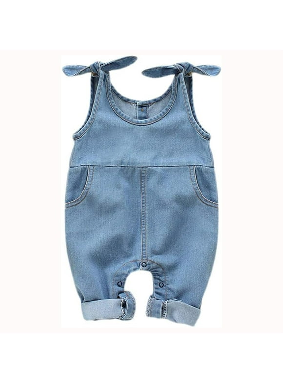Newborn Infant Baby Girl Jeans Overalls Denim Workwear Clothes for 0-18 Months
