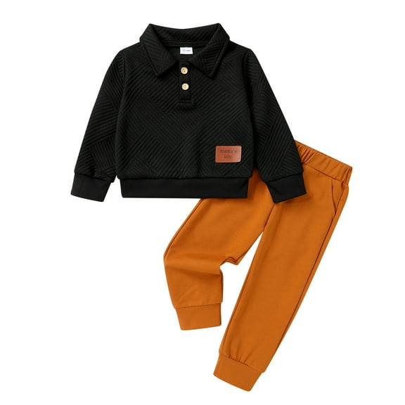 Younger Tree Toddler Baby Boy Clothes Outfits Fall Winter Pullover Long Sleeve Solid Sweatshirt Pants Sweatsuit Set for 5-6T