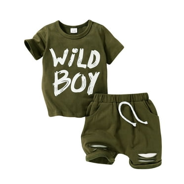 Younger Tree Toddler Baby Boy Summer Outfits Set Short Sleeve T-Shirt Shorts Clothes Set,Size 9 Months-4T