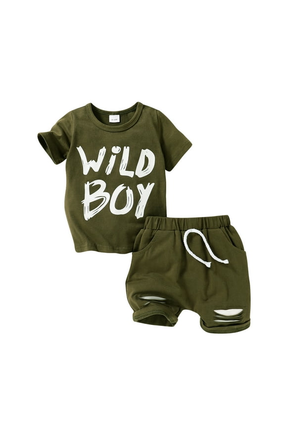 Toddler Baby Boy Summer Outfits Set Short Sleeve T-Shirt Shorts Clothes Set for 18-24 Months