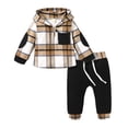 thumbnail image 1 of Younger Tree Toddler Baby Boys Girls Hoodie Sweatshirt Clothes Set Kids Winter Long Sleeve Plaid Sweatsuit Outfits for 6-12 Months, 1 of 8