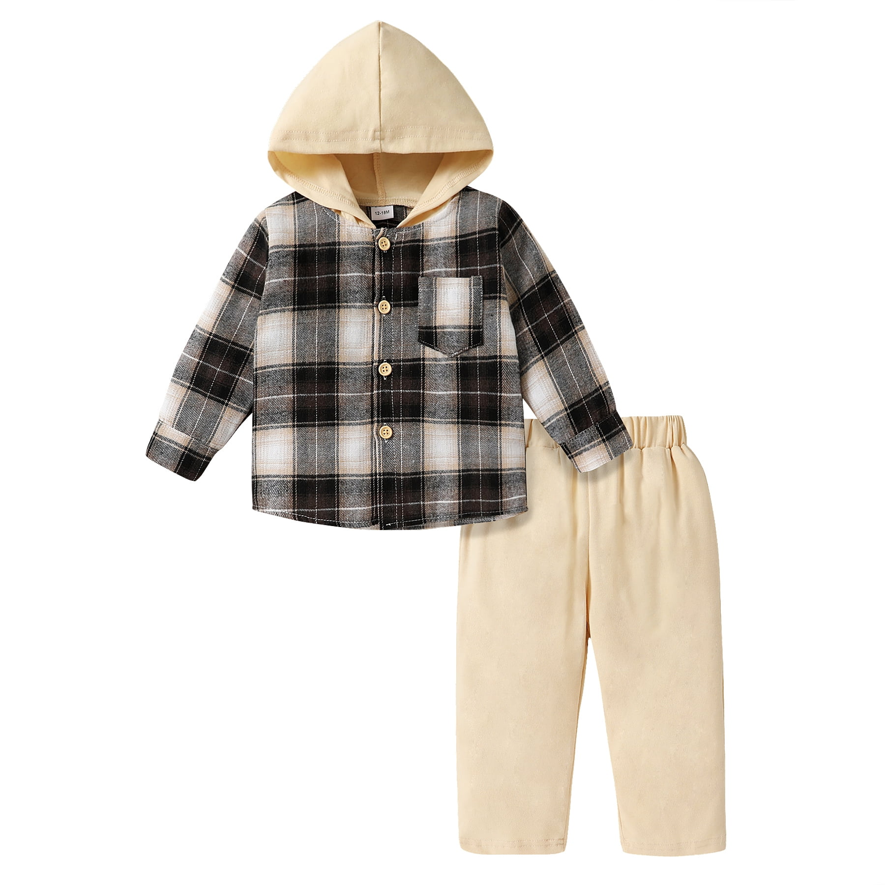 Younger Tree Toddler Baby Boys Kids Flannel Plaid Shirt Outfits