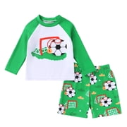 Younger Tree Toddler Baby Boys Swimsuits Trunk Rashguard Long Sleeve Top Shorts Two Pieces Bathing Suit Swimwear Outfit for 12-18 Months
