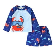 Younger Tree Toddler Baby Boys Swimsuits Trunk Rashguard Long Sleeve Top Shorts Two Pieces Bathing Suit Swimwear Outfit for 2-3T