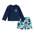 thumbnail image 1 of Younger Tree Toddler Baby Boys Swimsuits Trunk Rashguard Long Sleeve Top Shorts Two Pieces Bathing Suit Swimwear Outfit for 6-9 Months, 1 of 7